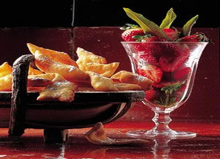 Oreillettes et fraises au sirop de verveine