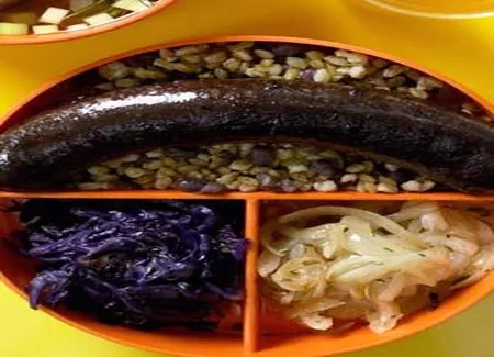 Petit épeautre, azuki et boudin noir