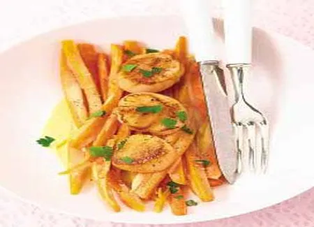 Pétoncles et carottes épicées au gingembre