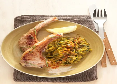 Purée de courgettes et côtelettes