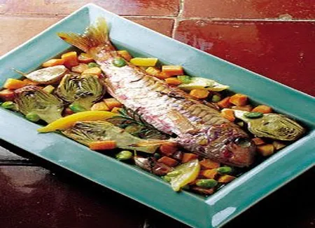 Rougets aux artichauts et citrons confits