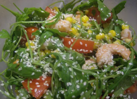 Salade fraiche roquette crevettes
