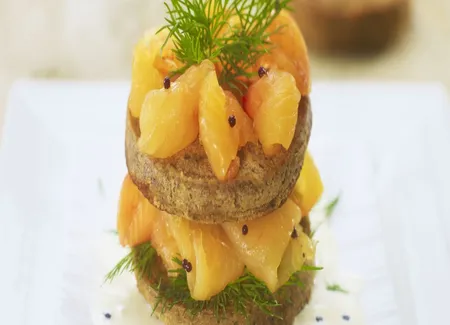 Blinis à la farine de châtaigne et truite fario