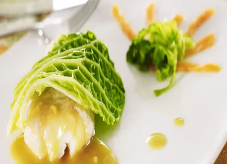 Filet de cabillaud, chou vert, beurre gingembre