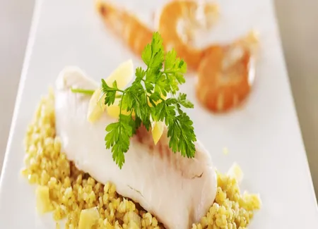 Lieu jaune étuvé, boulgour au citron confit