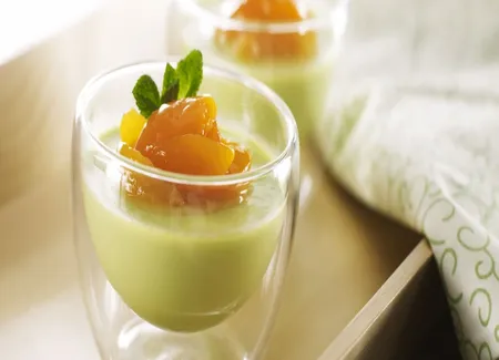 Panna cotta pistache, marmelade d'abricot