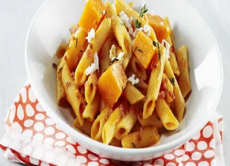 Penne au potimarron et au bacon