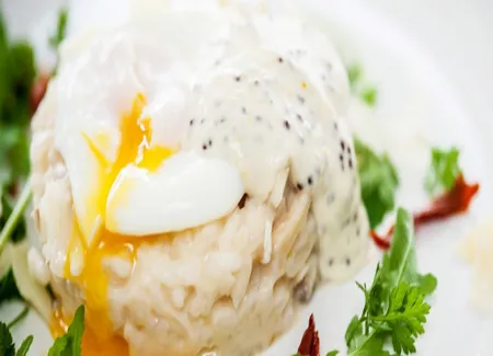 Risotto au haddock, sauce moutarde à l'ancienne maille