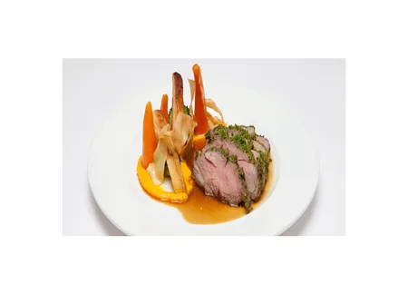 Selle d'agneau en croûte d'herbes et moutarde maille