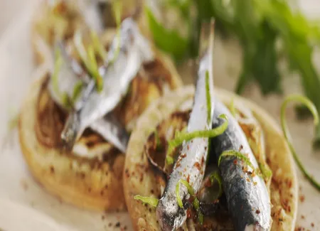 Tarte à l'oignon doux des cévennes et sardines moelleuses