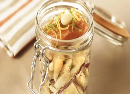 Tendre saumon, fenouil, et artichaut en vinaigrette citronnée