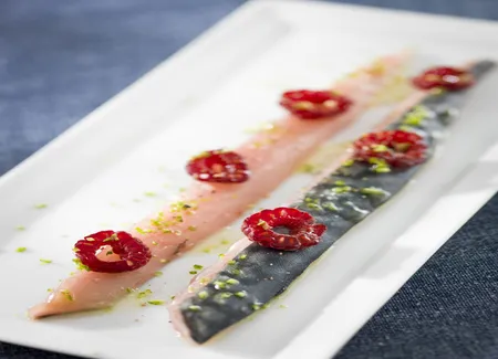 Filet de maquereau citron vert & framboises