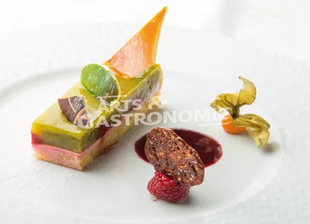 Palet chocolat, coeur passion, sorbet exotique