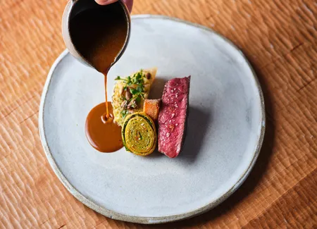 Bœuf mâturé, jus végétal au vinaigre d’épices