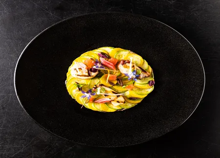Carpaccio de courgettes et poulpe grillé