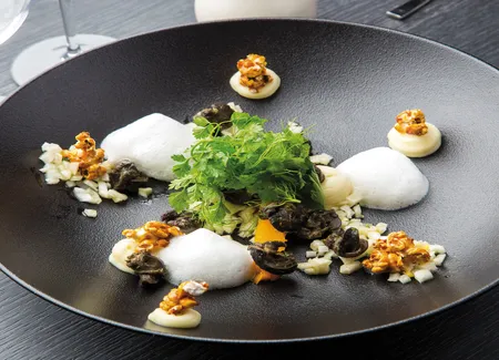 Escargots en persillade butternut, crémeux de panais fenouil croquant et en émulsion