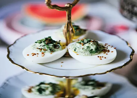 L’oeuf « mayonnaise d’herbes », sarrasin torréfié