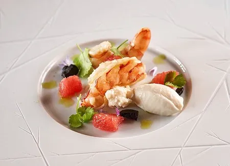 Gambas juste raidies, fraîcheur de chou-fleur
