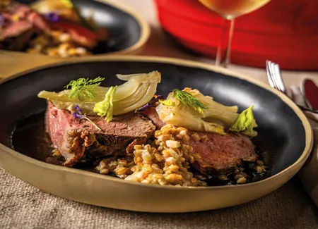 Quasi de veau et risotto de petit épeautre