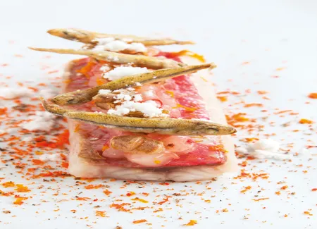Filet de rouget, tartare de gamberoni