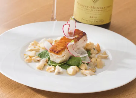 Turbot sauvage rôti coquillages au beurre demi-sel