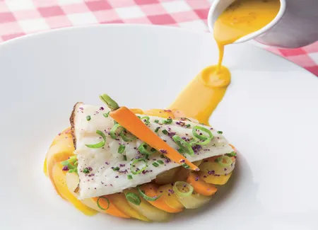 Turbot sauvage rôti, carottes nouvelles