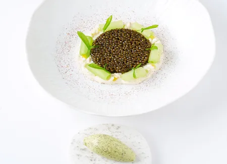 Caviar à la rose genmaicha et riz