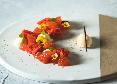 Pomelos et fromage blanc