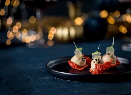 Tacos de foie gras, gelée de ratafia