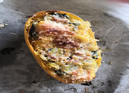 Courge spaghetti aux blettes gratinées