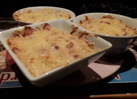 Ramequin de pommes de terres à la crème et aux lardons