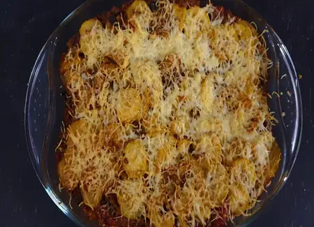 Gratin de courgettes au boeuf haché, tomate et mozzarella