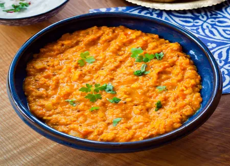 Lentilles corail au curry au cooking chef