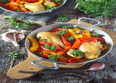 Poulet basquaise au monsieur cuisine