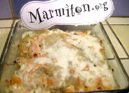 Gratin de chou-fleur au saumon