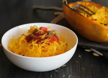 Courge spaghetti à la carbonara au cookeo