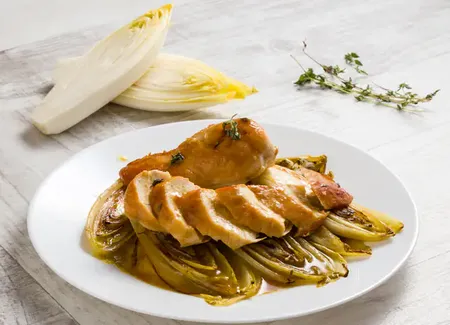Blanc de poulet aux endives, champignon et lardons au cookeo