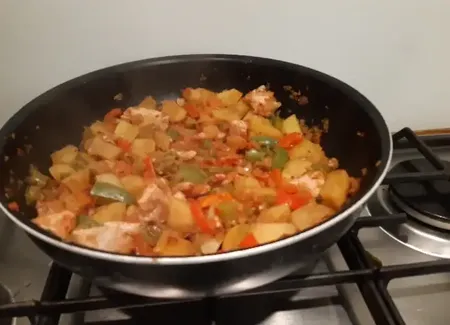 Poulet aux poivrons et pommes de terre