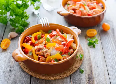 Fricassée de dinde aux tomates et poivrons au thermomix