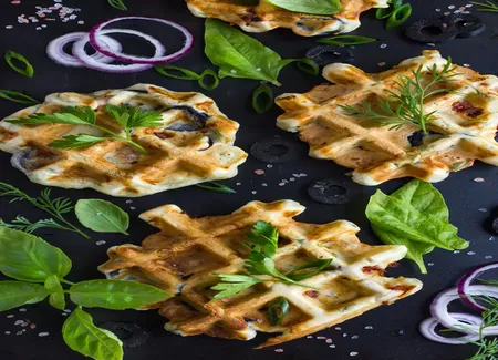 Gaufres salées au pesto