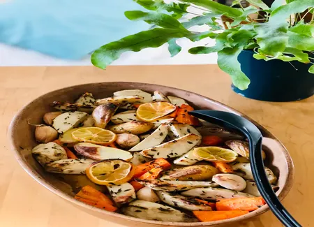 Topinambours rôtis et thym citronné