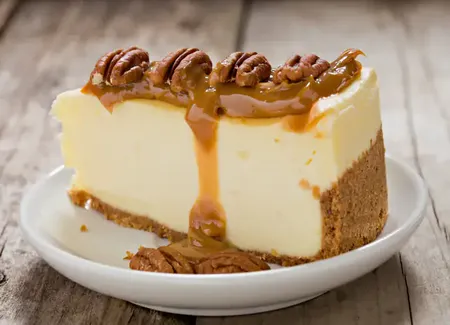 Cheesecake au caramel et noix de pécan