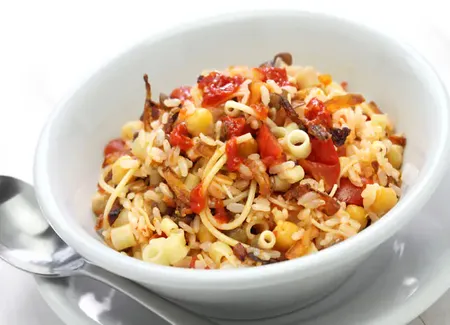 Spaghettis lardons cumin