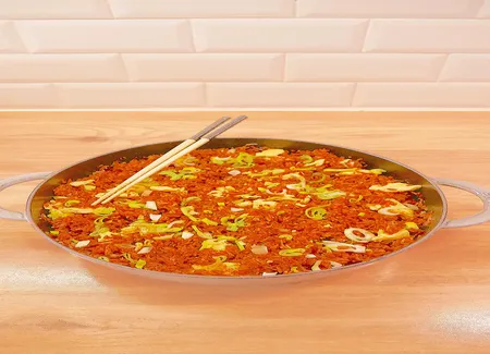 Riz sauté à la sauce soja et omelette
