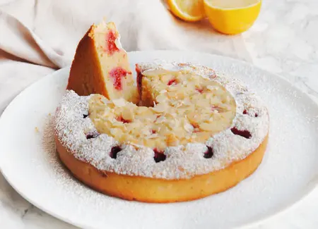Fondant amande, citron, framboise
