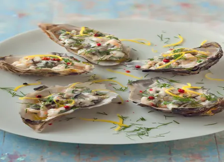 Tartare d'huîtres et crevettes