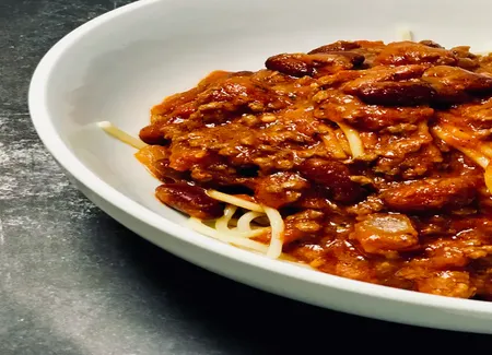 Pâtes tex mex avec restes de chili