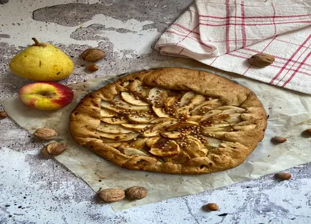 Tarte rustique pommes poires et sarrasin grillé
