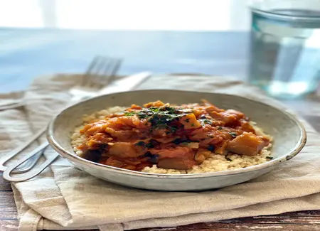 Curry d'aubergines au lait de coco