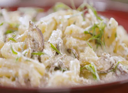 Pâtes aux champignons et noix de cajou par laurent mariotte